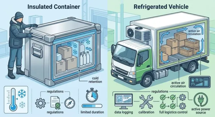 Conteneur isotherme vs véhicule frigorifique : avantages et réglementation